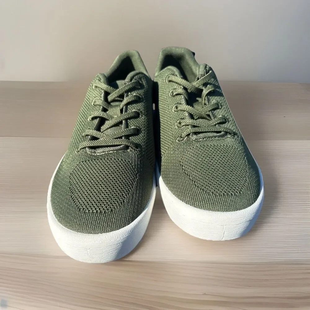 Slip On Sneakers Shoes Olive Green Men's Size 9 1/ 2 Knit Easy On/Off
